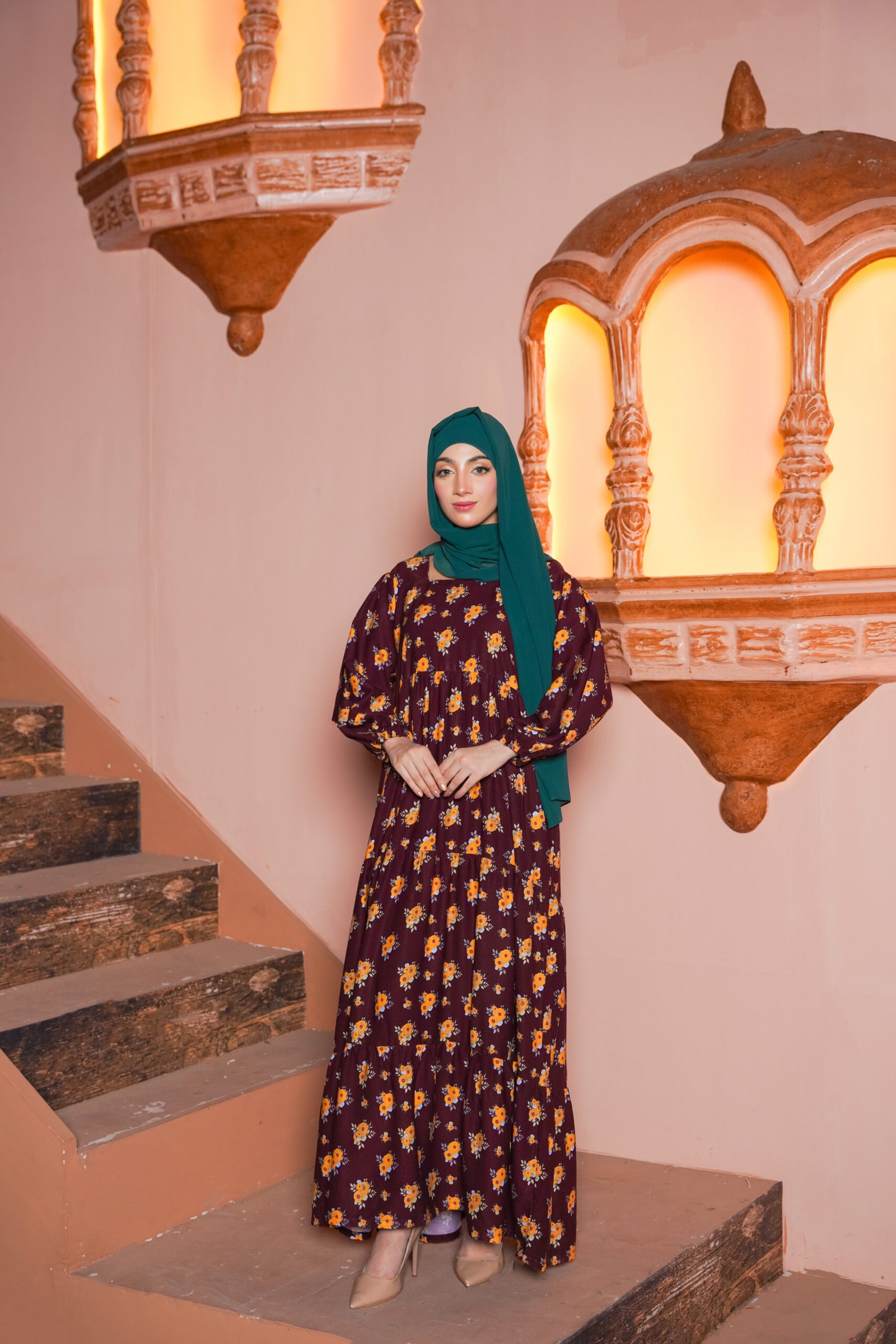 Brown Mocha Bloom Maxi Dress - Image 2