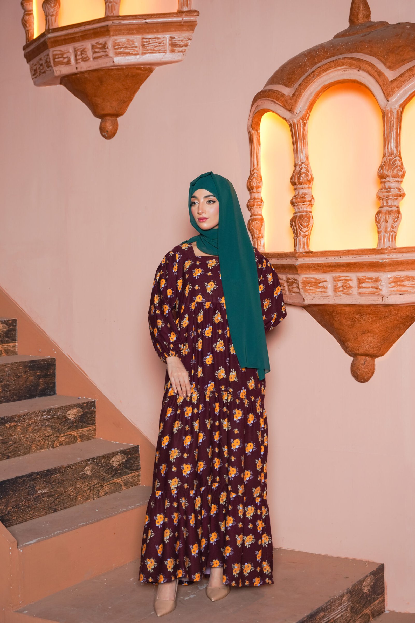 Brown Mocha Bloom Maxi Dress - Image 4