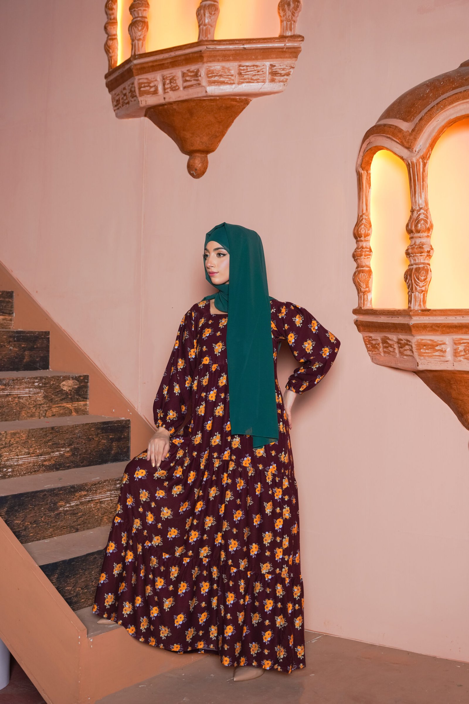 Brown Mocha Bloom Maxi Dress - Image 5