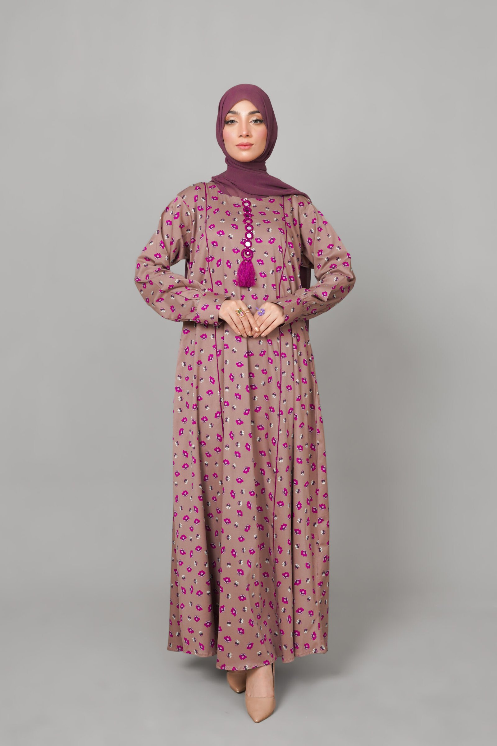 Brown Bronze Orchid Maxi Dress