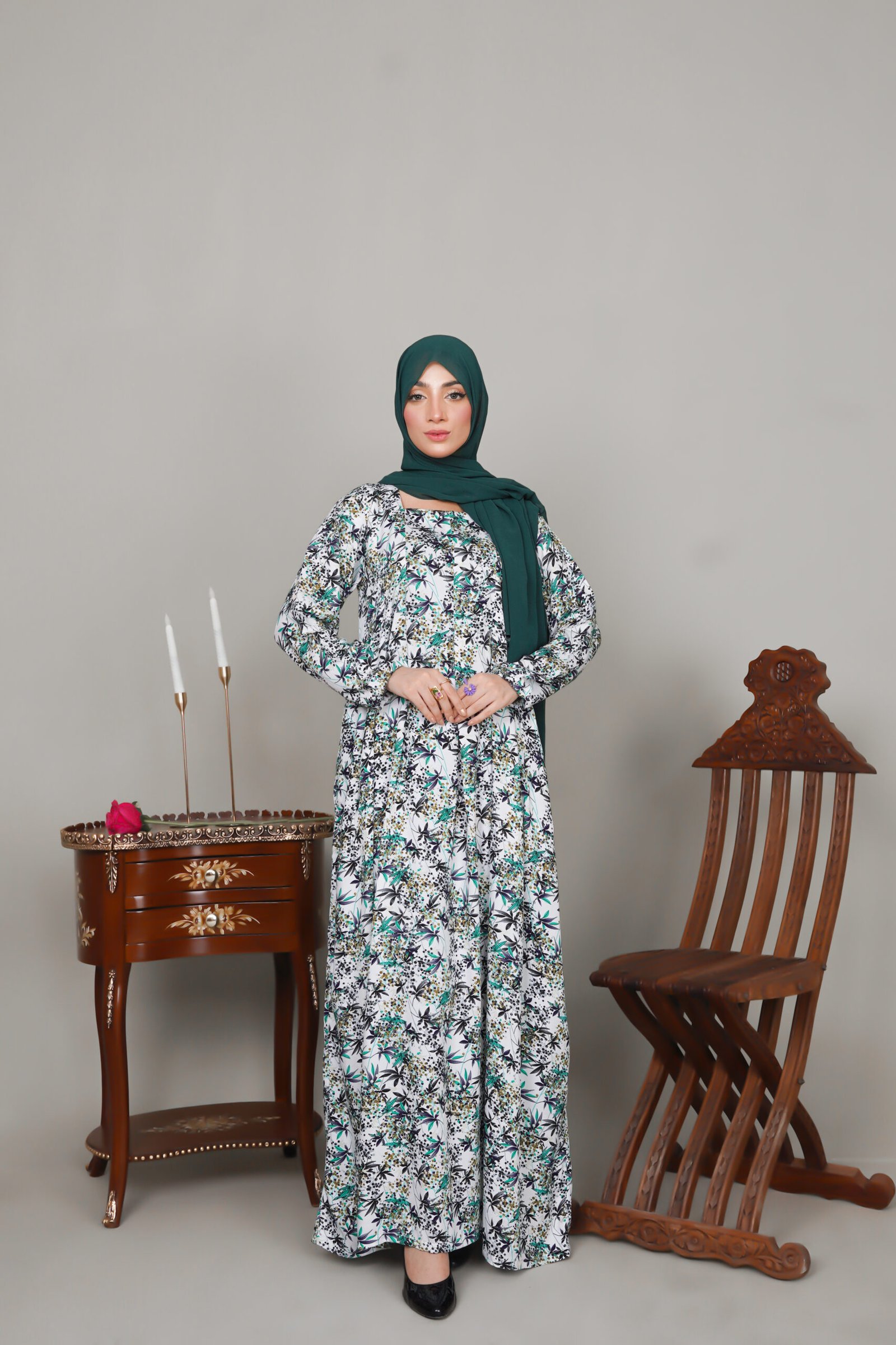 Green Forest Bloom Maxi Dress - Image 2