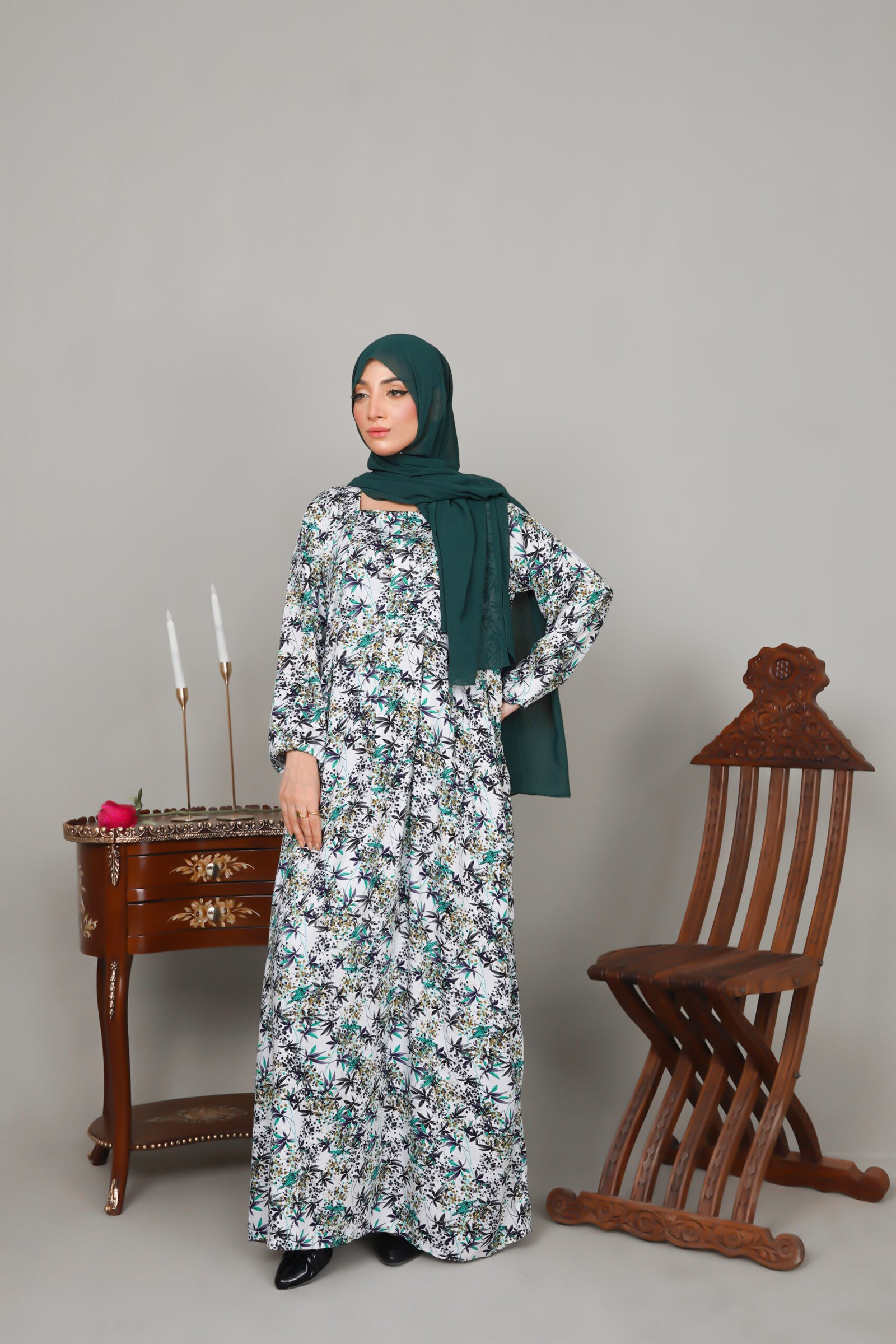 Green Forest Bloom Maxi Dress - Image 3