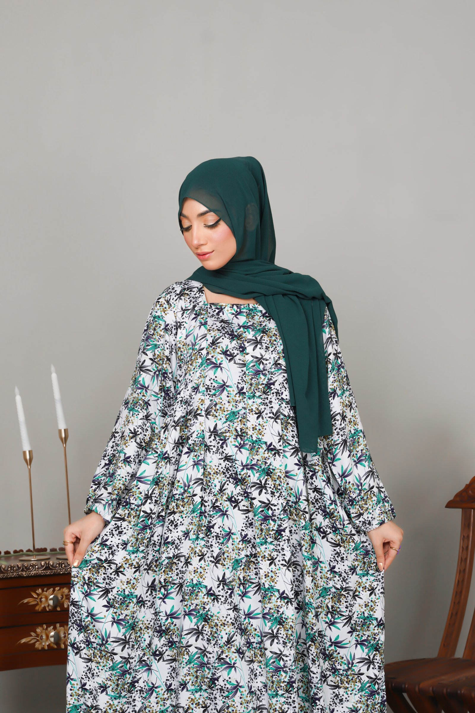 Green Forest Bloom Maxi Dress