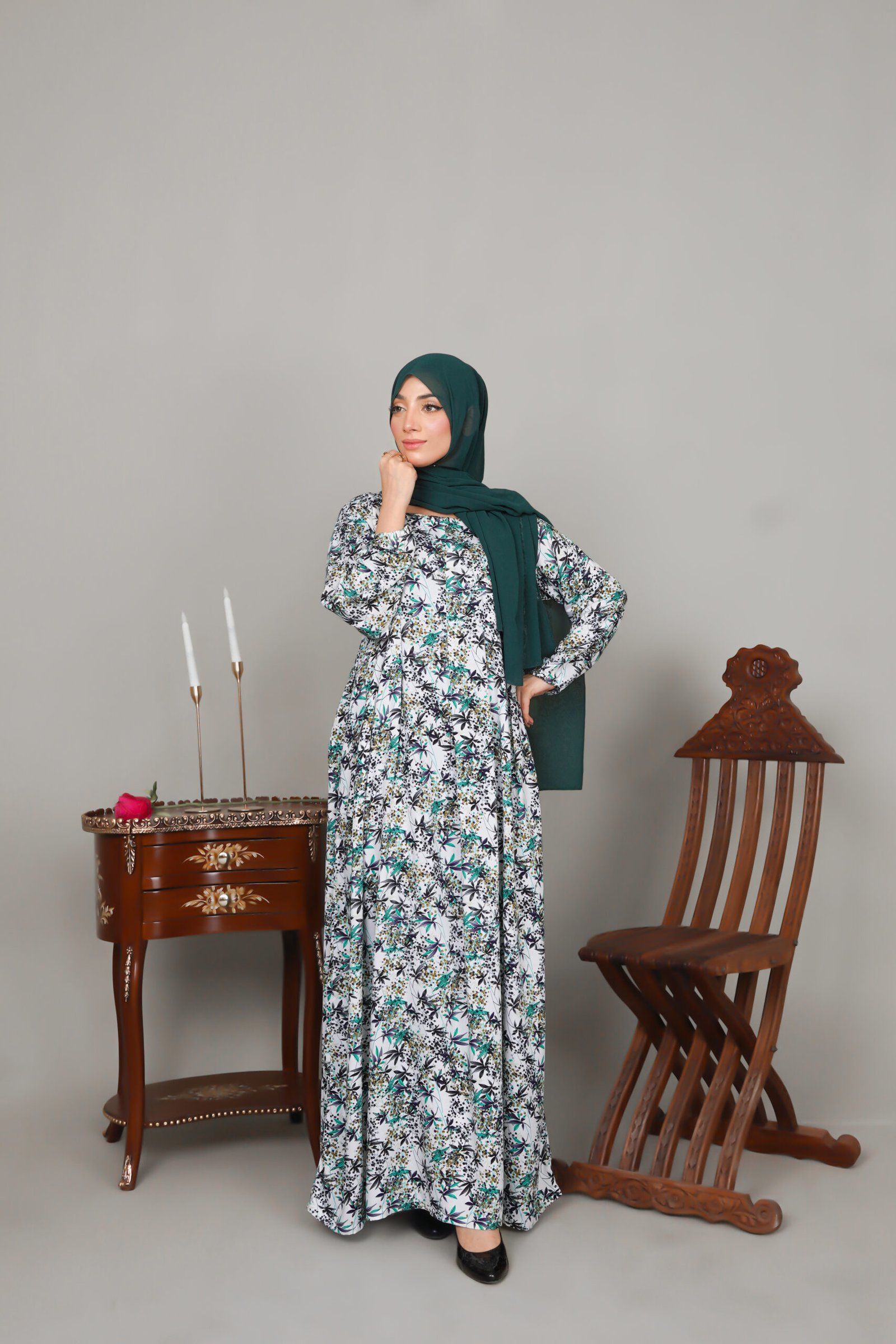 Green Forest Bloom Maxi Dress - Image 6