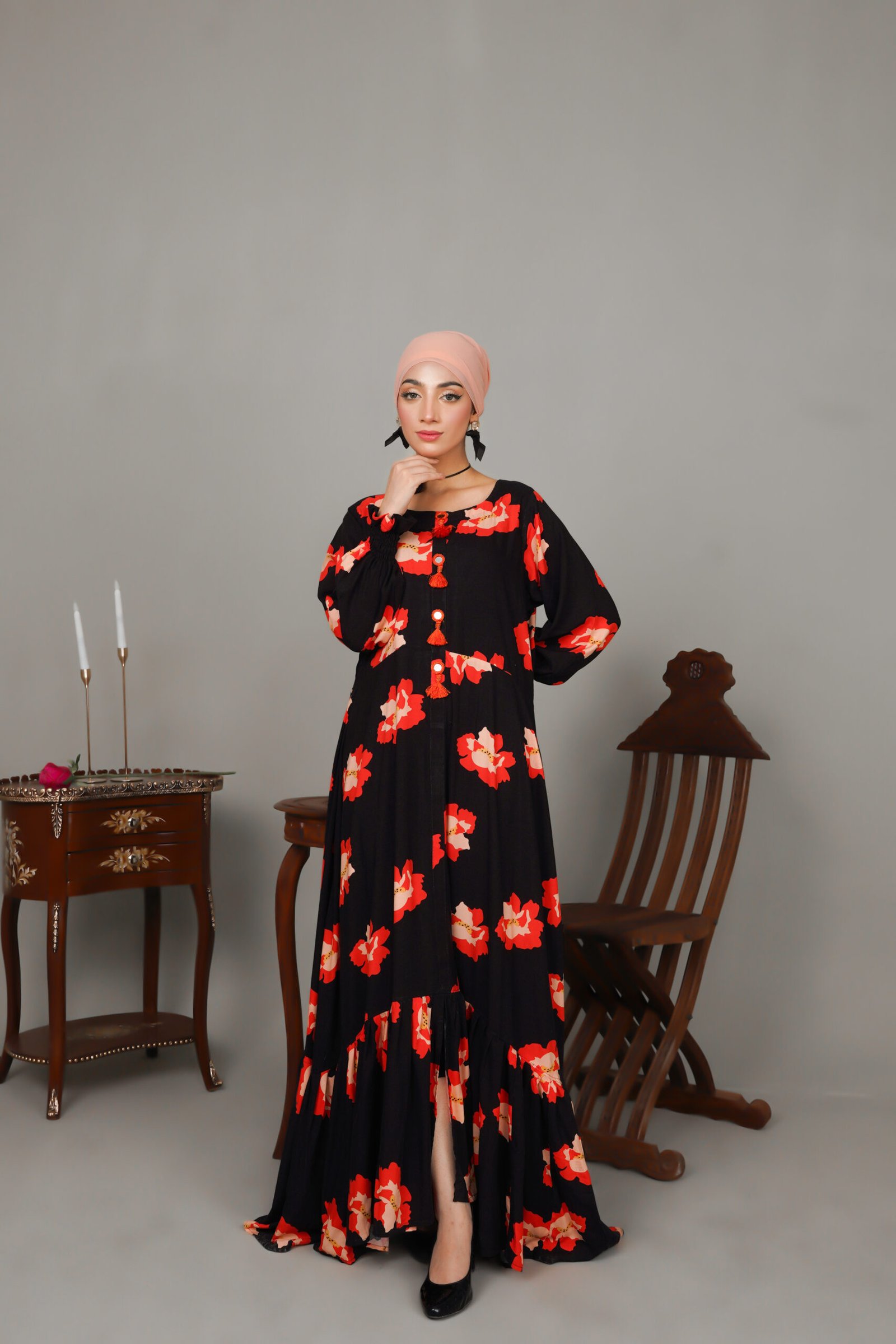 Black Noir Petal Mirage Maxi Dress - Image 2