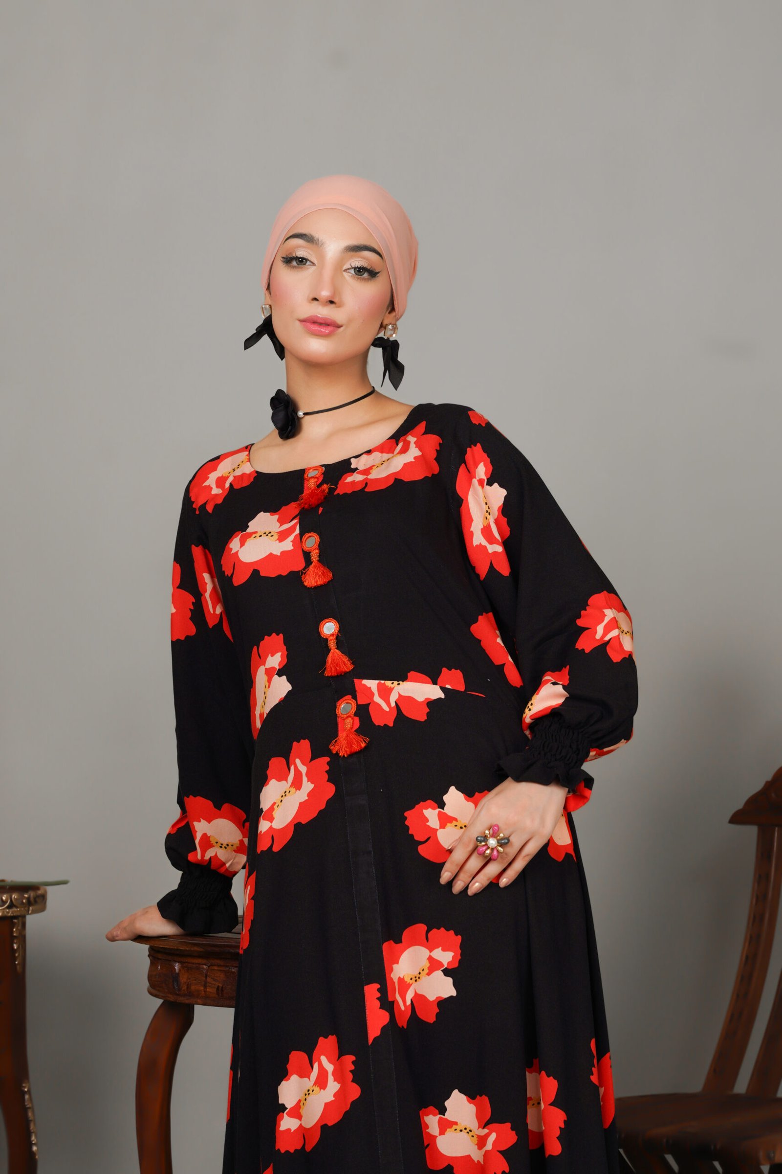 Black Noir Petal Mirage Maxi Dress - Image 3