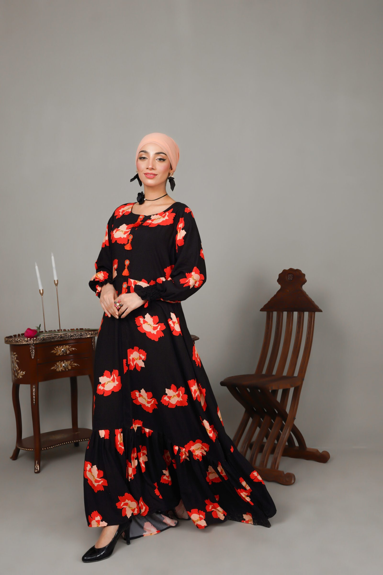 Black Noir Petal Mirage Maxi Dress - Image 6