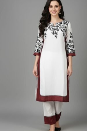 White Cotton-Polyester Set