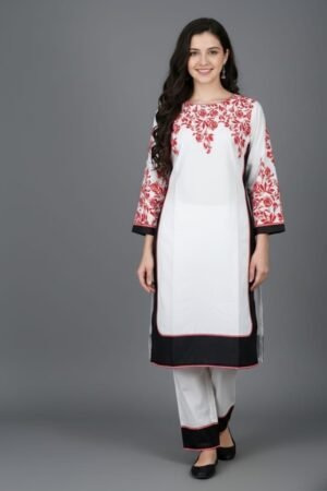 White & Pink Polyester Set (Classic White)